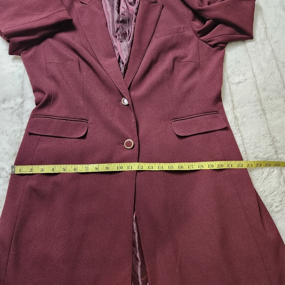 Size 18 Blazer Trench coat Collared long sleeves Wine color JOHN MEYER - Picture 12 of 15